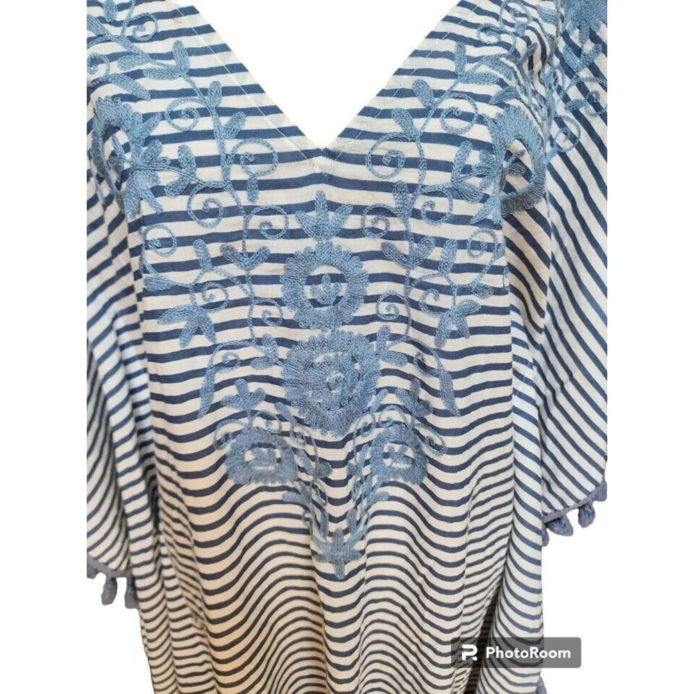 Debbie Katz South Beach Kimono Oversized Top Size Medium Embroidered Boho